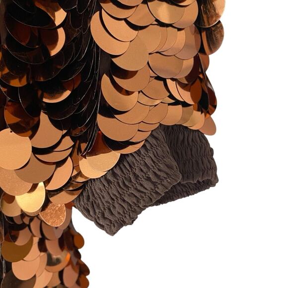 Vintage Oleg Cassini Copper Sequin Embellished Top Size medium Circles - Picture 7 of 8